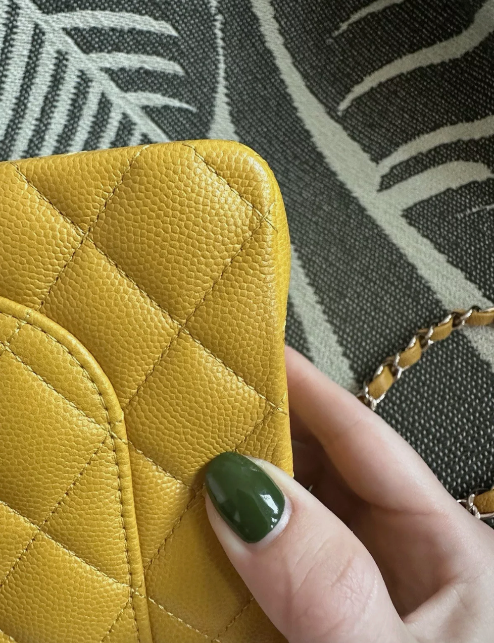 Chanel Yellow Double Flap Caviar Leather