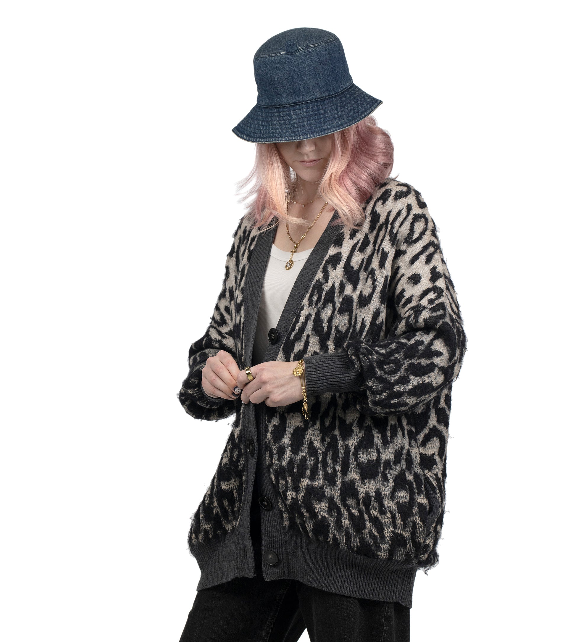 Brushed Leopard Jacquard Cardigan