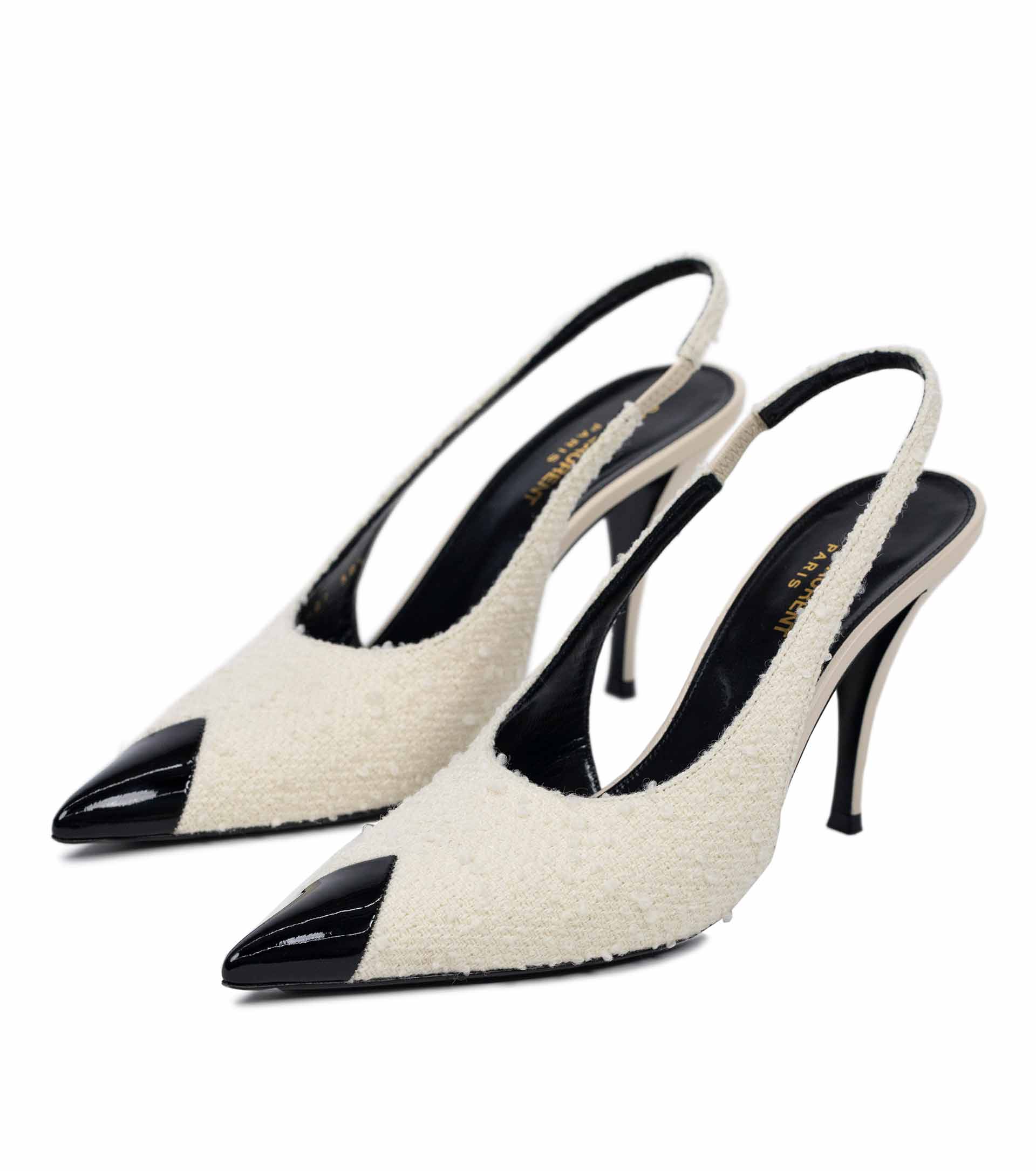 Vesper Slingback Pumps in Boucle and Patent